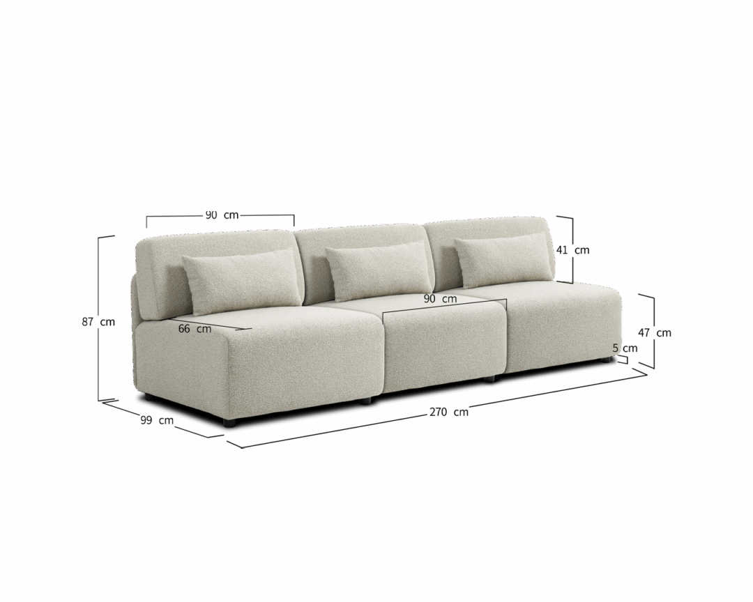 Modular Sofa Mia Middle x3 - Beige - Image 2