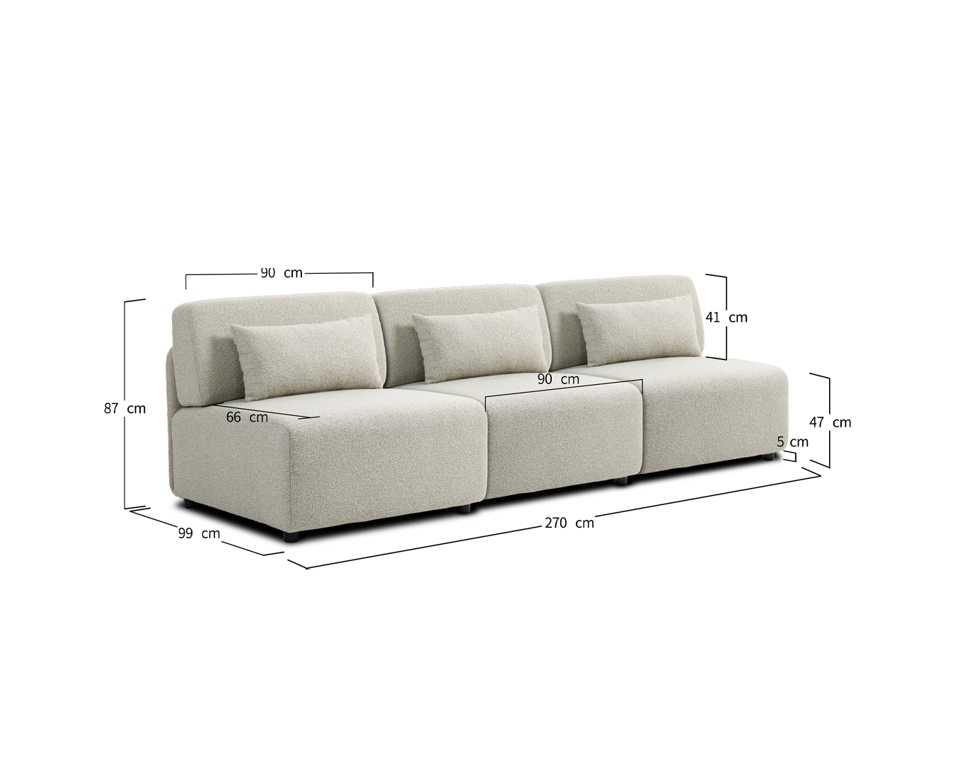 Modular Sofa Mia Middle x3 - Beige - Image 2