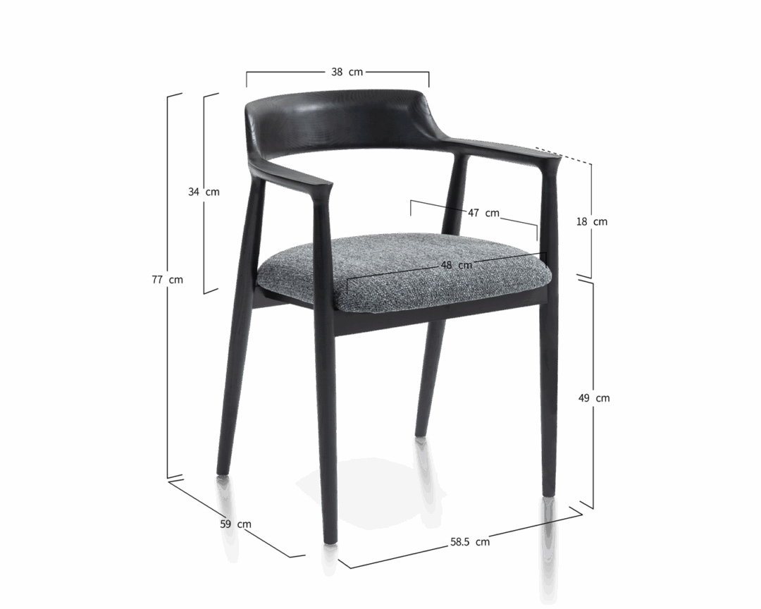 Wooden Chair Eden - Black / White - Image 2