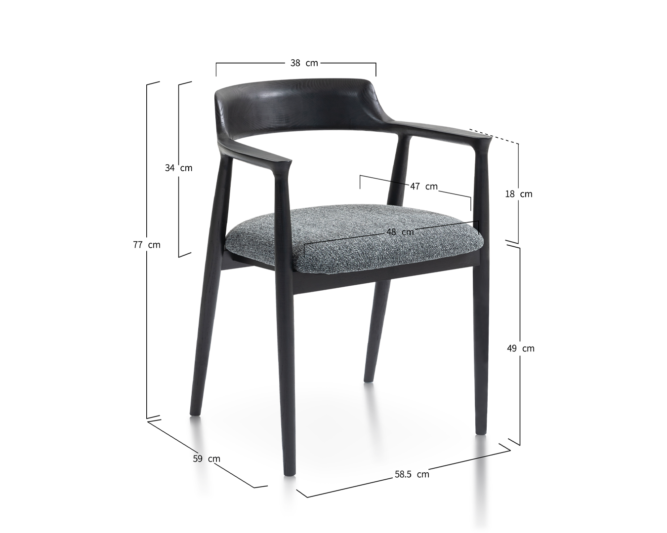 Wooden Chair Eden - Black / White - Image 2
