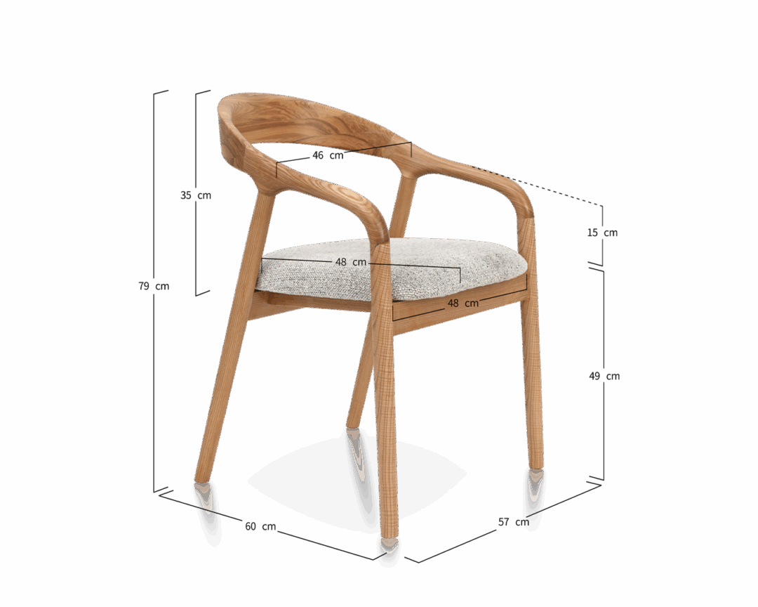 Wooden Chair Shane Arm - Natural / White - Image 2