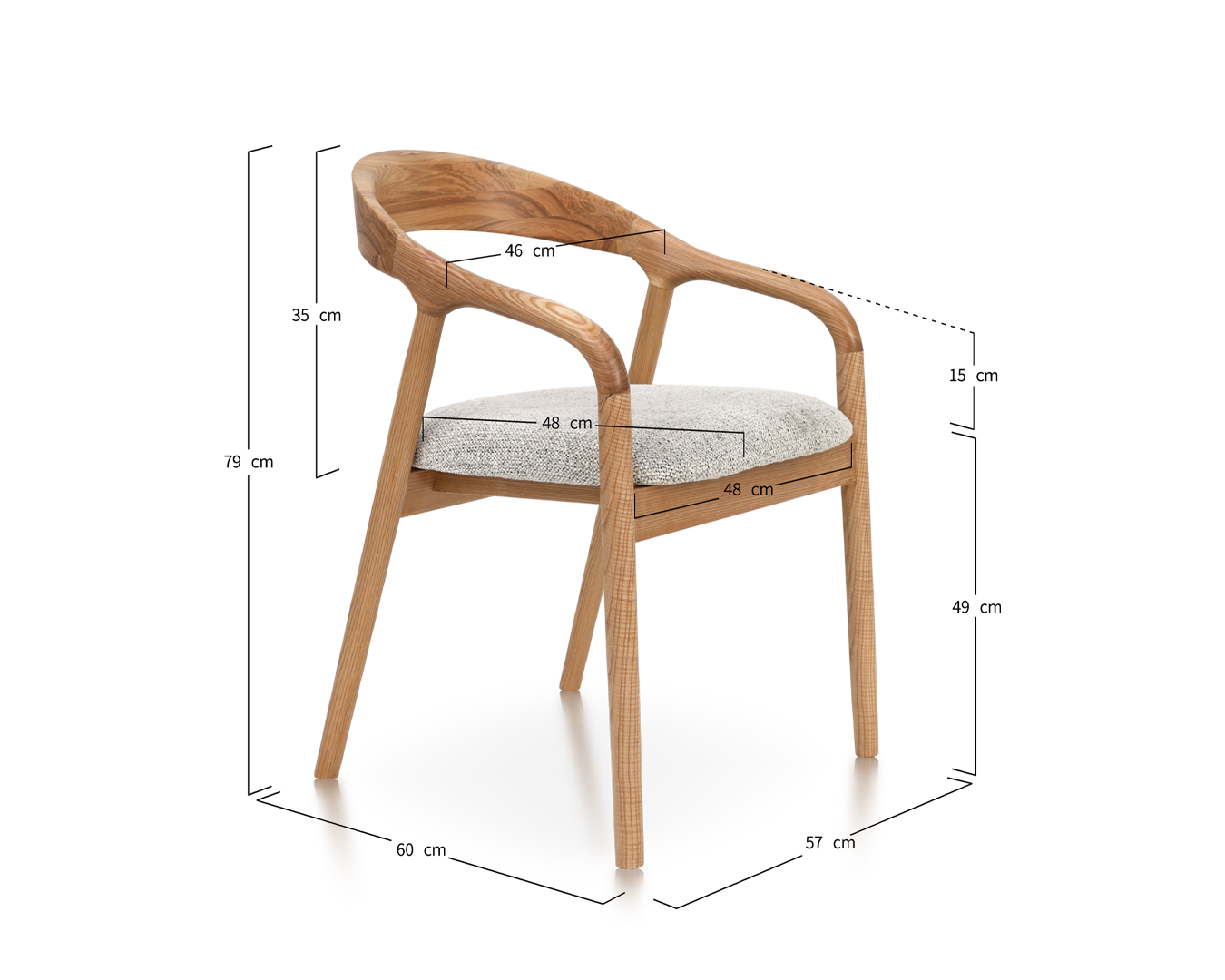 Wooden Chair Shane Arm - Natural / White - Image 2